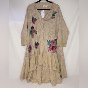 Women's Paper Lace Tunic Jacket Duster Floral Lace Boho 1XL NWT